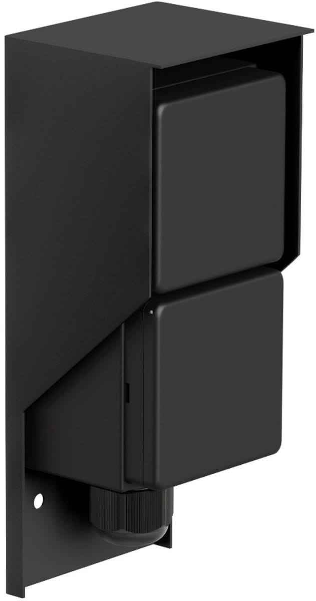 Wandcontactdoos - Tweevoudig - RVS - IP44