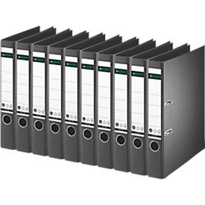 LEITZ® ordner 1007/1008, A4, rugbreedte 52 mm, 10 stuks, zwart