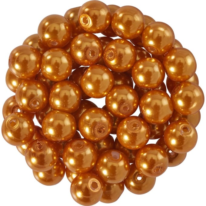 Glazen waskralen, Ø 6 mm, 55 stuks - Lichtoranje