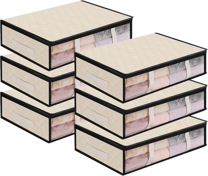 Ruimtebesparende onderbed organizers met kijkvenster - 6 stuks