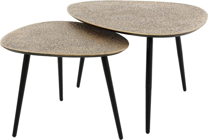 AnLi Style Salontafel set/2 driehoekig metallic / brons antiek