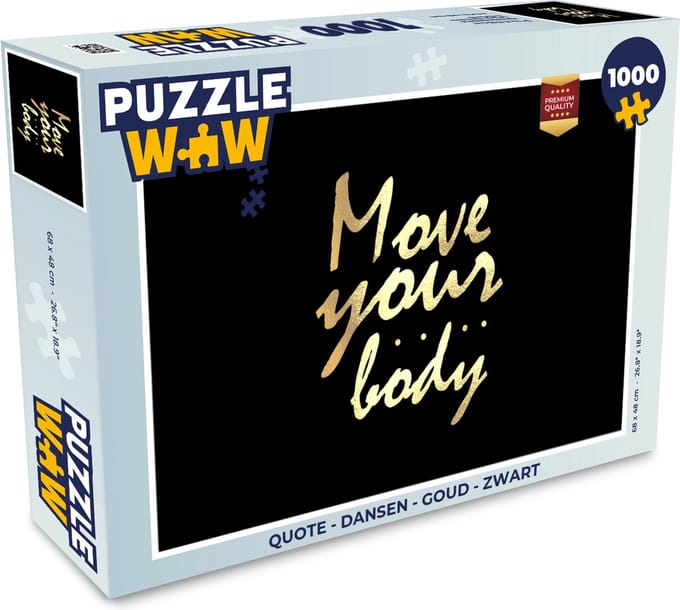 Puzzel Quote - Dansen - Goud - Zwart - Legpuzzel - Puzzel 1000 stukjes volwassenen