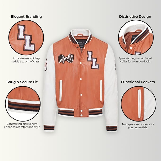 Heren honkbal leren Letterman bomberjack - Ashwood