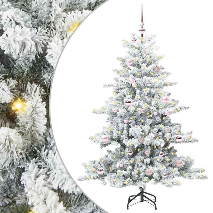 vidaXL - Kunstmatige - Hinged - Kerstboom - Wit - 150 - cm - PVC - en - Staal