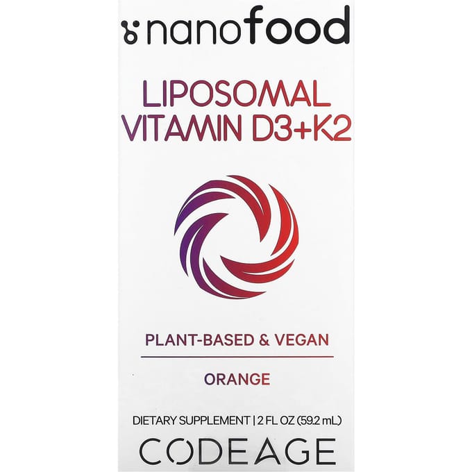 Codeage, Liposomale Vitamine D3+K2, Sinaasappelsmaak, 59,2 ml (2 fl oz)