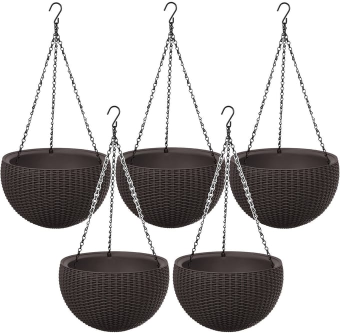 Keter Sphere - Set van 5 stuks Hangende bloempot - Hangpot - Bruin
