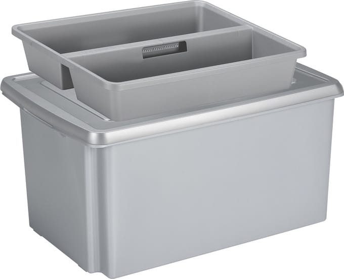Sunware opslagbox 51 liter grijs 59 x 39 x 29 cm met deksel en organiser tray