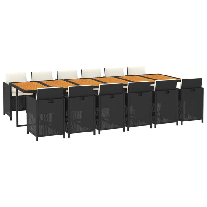 vidaXL - 13-delige - Tuinset - met - kussens - poly - rattan - zwart