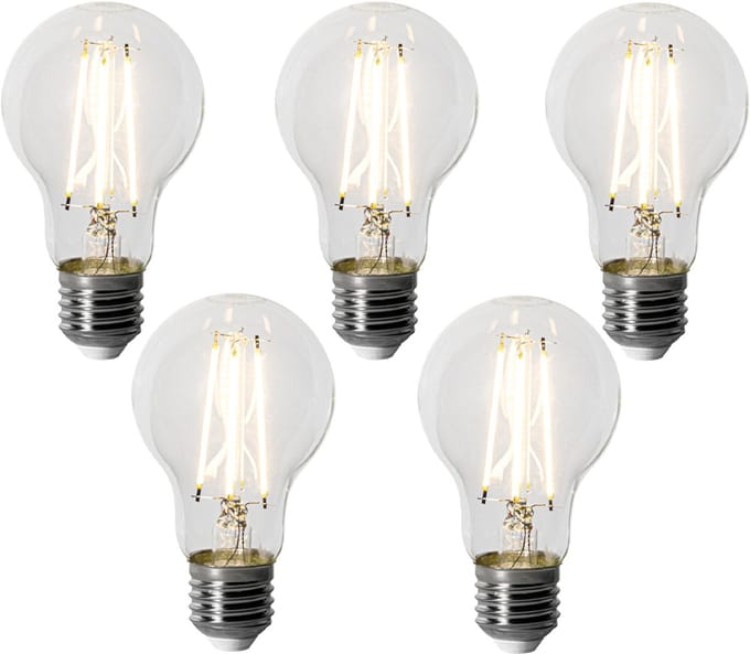 LUEDD Set van 5 E27 dimbare LED lamp A60 6W 500 lm 3000K