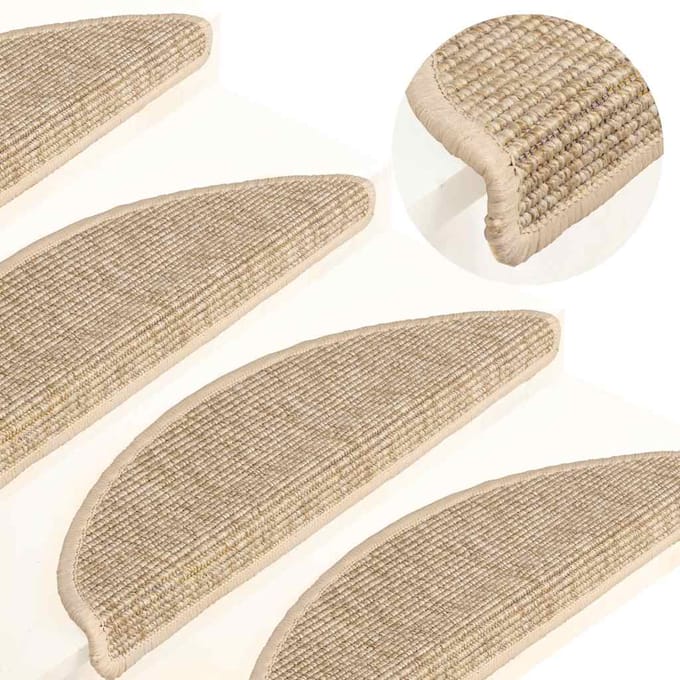 vidaXL - Trapmatten - 15 - st - 56x17x3 - cm - Lichtbeige - Halfrond