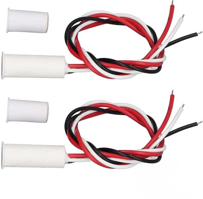 Magnetische Reedschakelaar - Bedrade Deursensor - Thuisbeveiliging - Hoge Temperatuur Bestendig - 2 Sets - Wit
