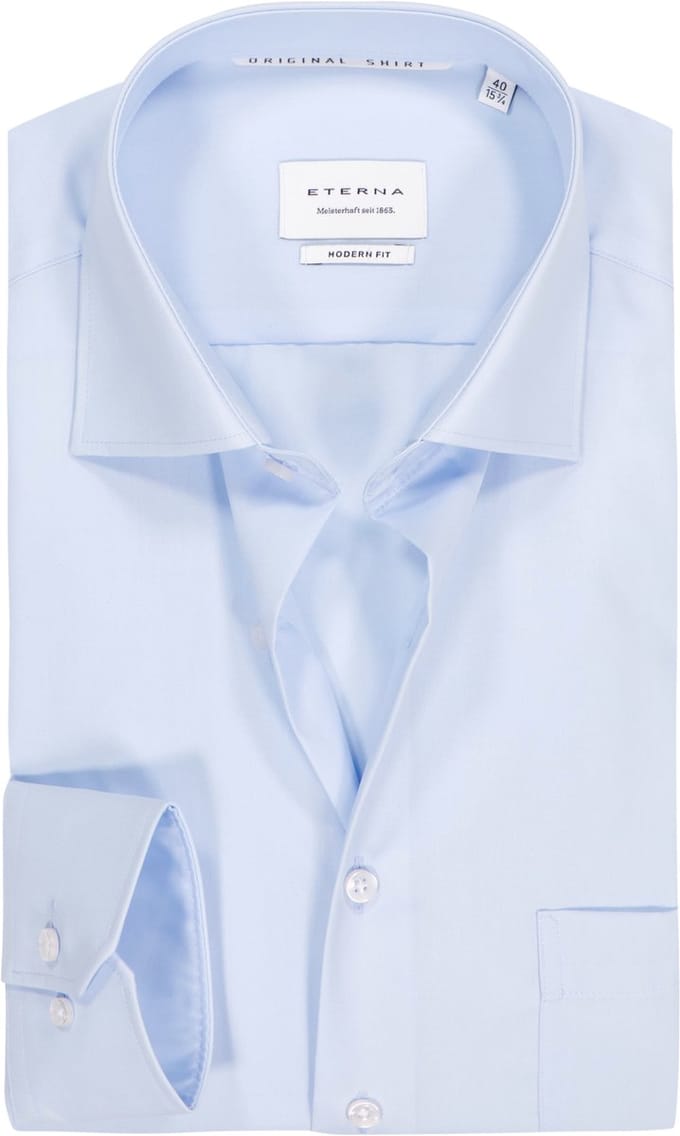 ETERNA modern fit overhemd - popeline - lichtblauw - Strijkvrij - Boordmaat: 42