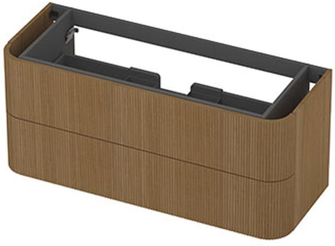 INK - Afgeronde Onderkast Fineer 2 Laden Softclose met Gefreesd Front Tbv Grepen - 1200x450x520 Mm - Light Veneer