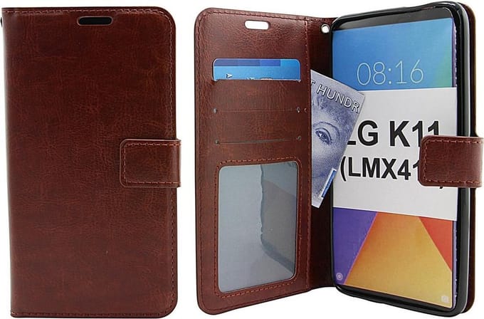 Bookcase Geschikt voor: LG K10 2018 - Bruin - portemonee hoesje