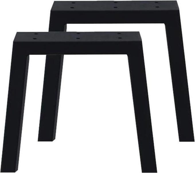 FLE - Stalen tafelpoot zwart trapezium 39 bij 4 cm en hoogte 40 cm (koker 4 x 10 cm) - 2 stuks
