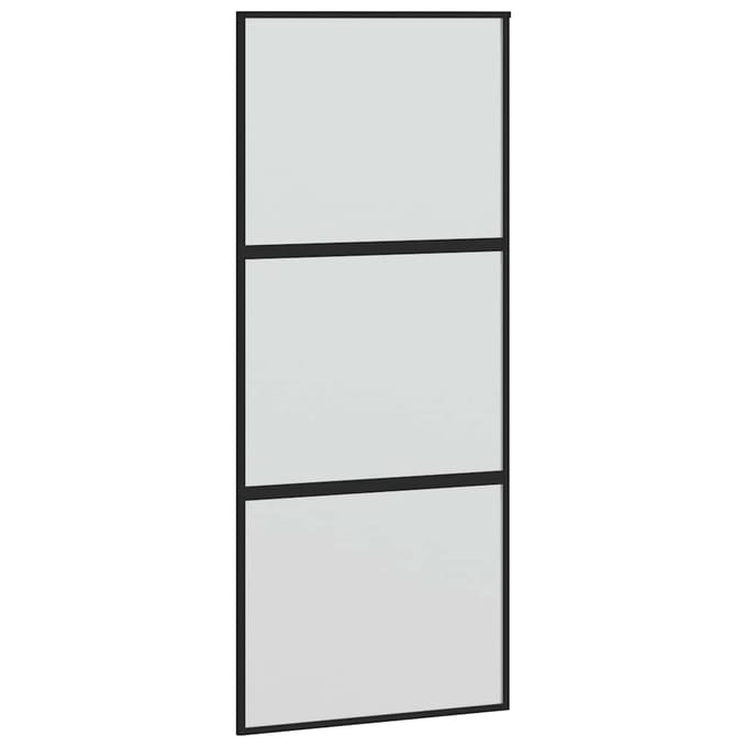 vidaXL - Schuifdeur - 90x205 - cm - gehard - glas - en - aluminium - zwart