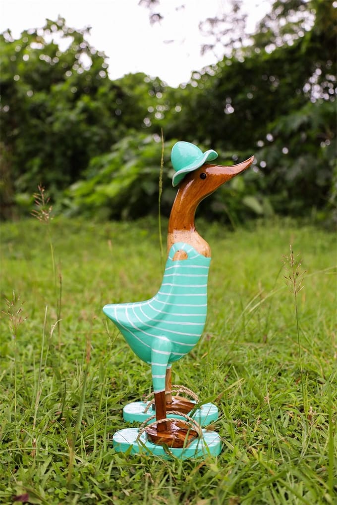 Houten eend Luca S turquoise