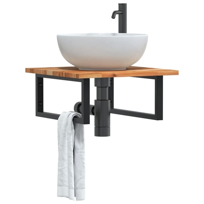 vidaXL - Badkamer - wandschap - staal - en - massief - acaciahout