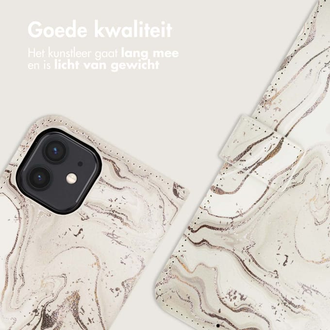 imoshion Hoesje - Geschikt voor Apple iPhone 12 Pro / 12 - Design Bookcase smartphone - Sandy Marble