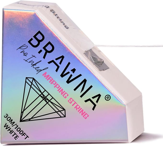 Wenkbrauw Mapping Draad 30m Wit – Voorgeïnkte Meetdraad voor PMU, Microblading & Brow Shaping