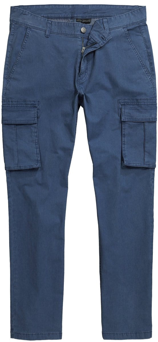 Boston Park - Heren - Cargobroek Buik-Fit Regular Fit strepen - Jeansblauw - Maat 35