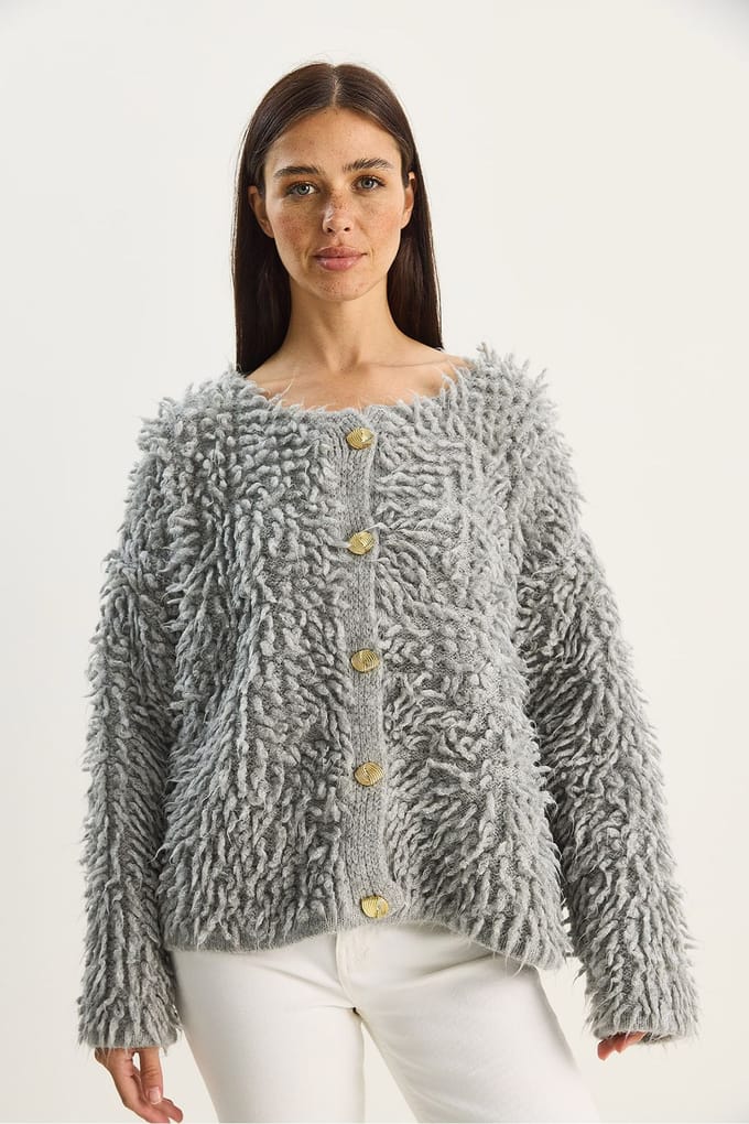 Textured Button-Up Cardigan