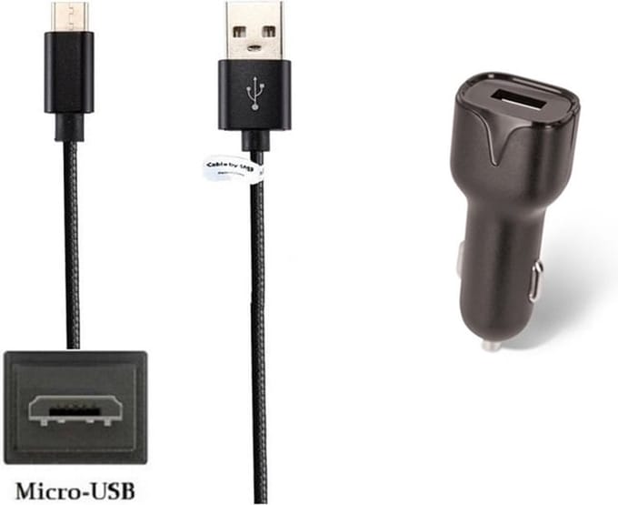 OneOne 2.1A Auto oplader + 2,0m standaard Micro USB kabel. Universele autolader adapter past op Samsung Galaxy Note GT-N7000, Note 3, Note 3 Neo, Note 4, Note 5, Note Edge, A6 (niet voor A6s), A6+, Trend, Wave