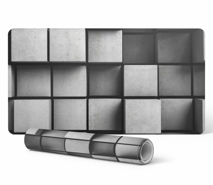 Antislip bureauonderlegger met geometrische kubussen, 120x60 cm