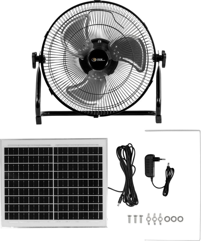 PCE Instruments PCE-SV 10 Vloerventilator 10 W (Ø x h) 350 mm x 395 mm Zwart Werkt ook op batterijen, Met accu