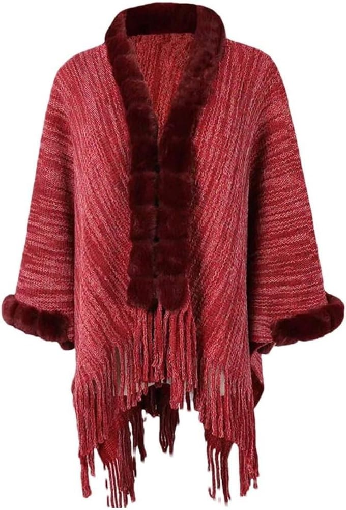 Gebreide Poncho - Dames Sjaal - Warmte en Stijl - Multifunctioneel Ontwerp - One Size - Effengekleurd