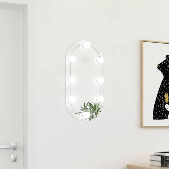 vidaXL - Spiegel - met - LED-verlichting - ovaal - 60x30 - cm - glas