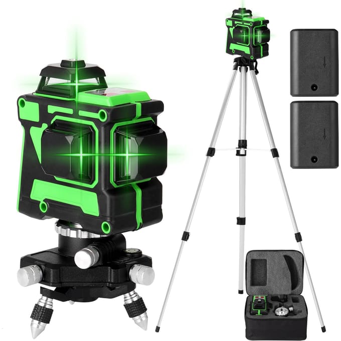 Outil de niveau Laser 3D 12 lignes auto-nivelant multifonctionnel, lignes horizontales verticales avec 1.5M 3 EU Plug without wall-mounted bracket multicolore