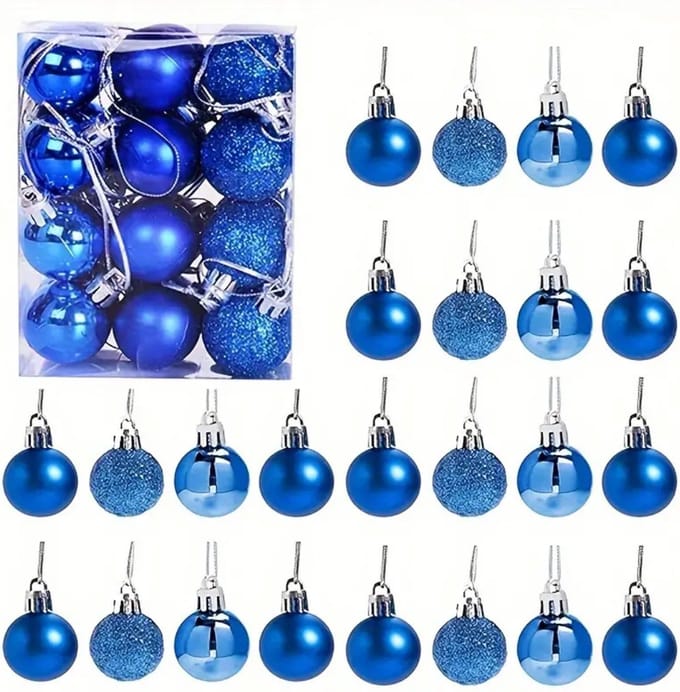 Bovista Kerstballen - Kerstversiering - Plastic - Blauw - 3 cm - 24 stuks
