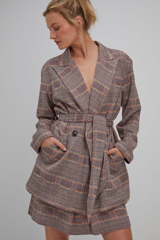 Josephine & Co Storm Blazer Multi Colour Dark Check Maat: 44 | Blazers Outlet | Dames | Zwart