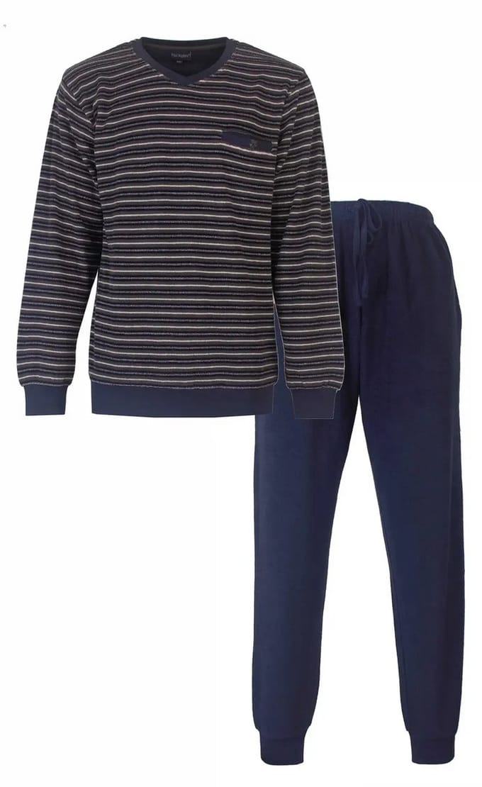 Badstof pyjama heren - Warm Winter - M - Blauw