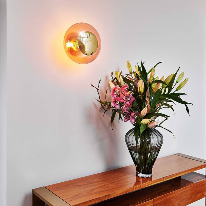 EBB & FLOW wandlamp Horizon Surface, rosé, glas, Ø 29 cm