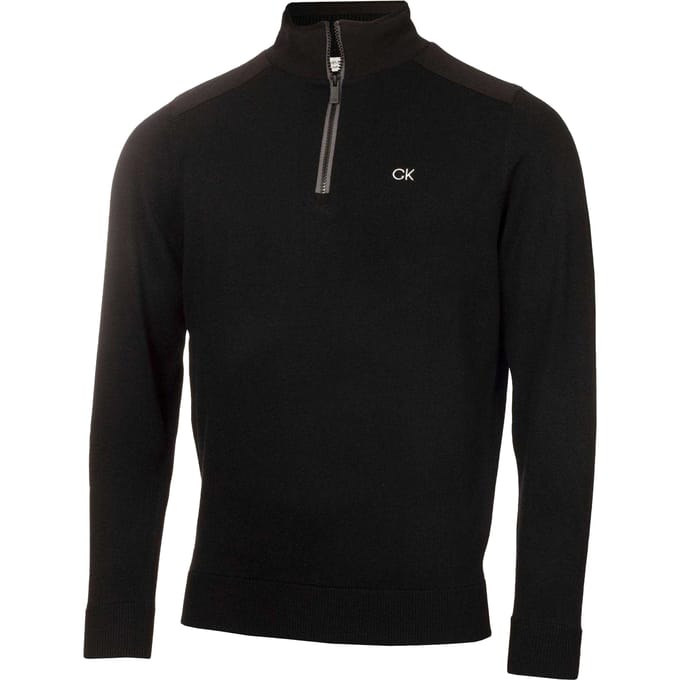 Calvin Klein Heren Geborduurd Logo Raglan Sweatshirt met Ritssluiting (Zwart)