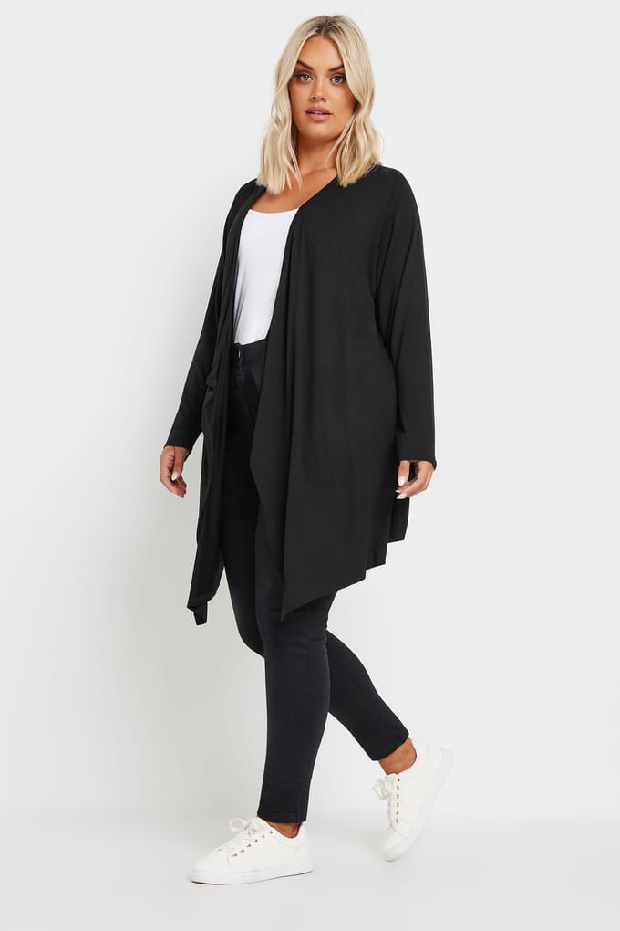 Yours Asymmetrisch Vest Met Waterval Silhouet In Zwart Size 48