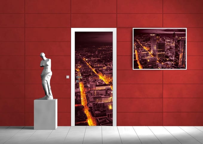 City Frankfurt Skyline Night Lights Photo Wallcovering