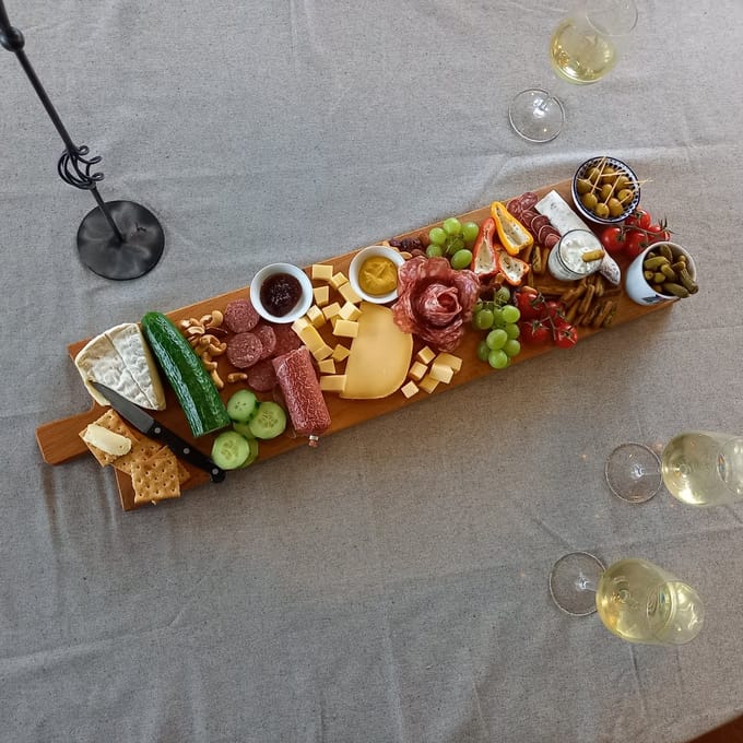 Grote Borrelplank - Massief Eikenhout – 80 cm Lang – recht handvat