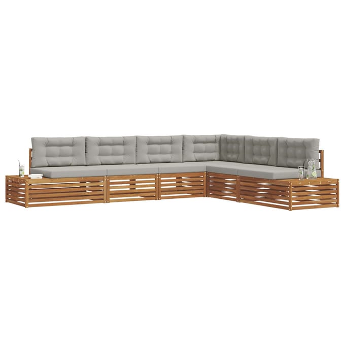 vidaXL - 7 - st - Buiten - bank - set - Massief - Acacia - Hout - en - Polyester