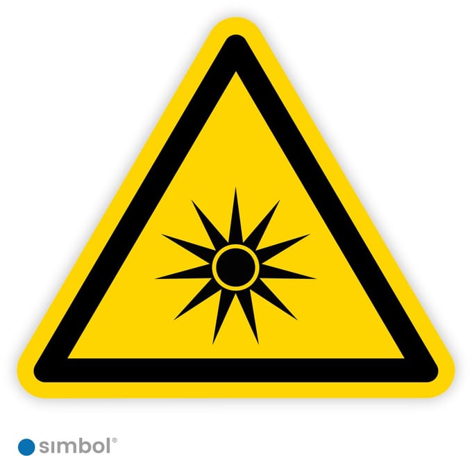 Simbol® - Stickers Optische straling (W027) - Formaat ▲ 5 x 5 x 5 cm.