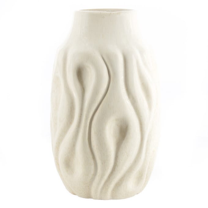 HomeBound by KY | Aardewerk vaas waves beige | bloemenvaas