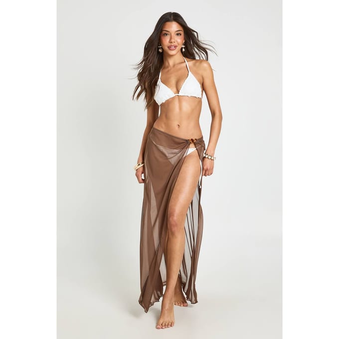 boohoo Dames Maxi Mesh Rok Met Split En Schildpad Detail | Chocoladebruin | Maat: 44