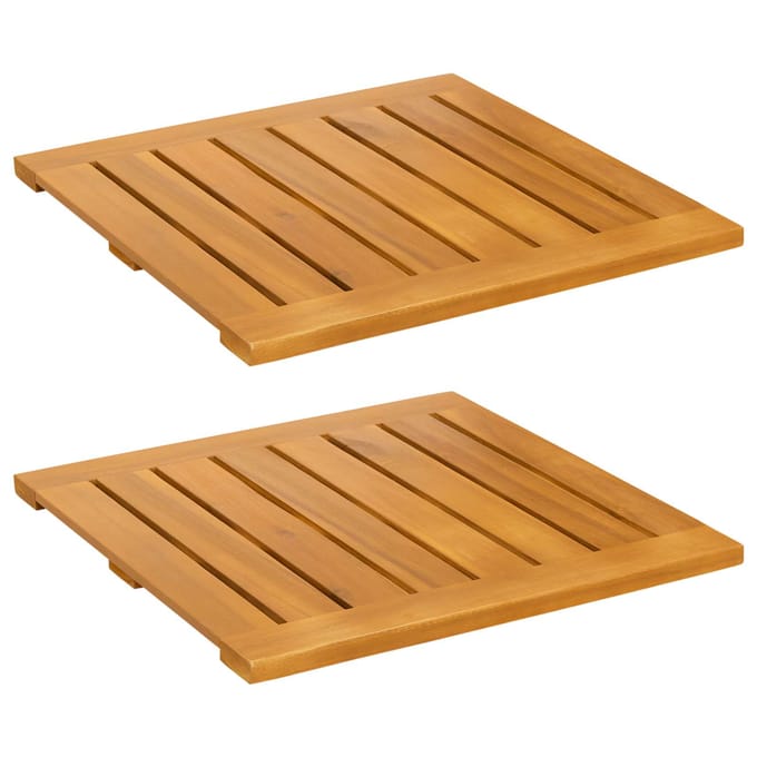 vidaXL - Badmat - 2 - st - Naturel - 50 - x - 50 - cm - Massief - Acacia - Hout