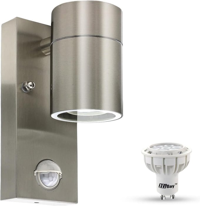 RVS Buitenlamp met Bewegingsmelder en GU10 LED - Wandlamp IP44