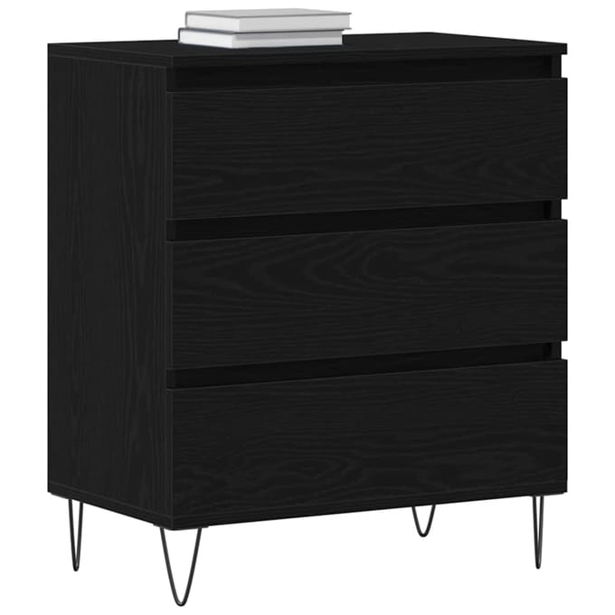 vidaXL - Dressoir - Zwart - Eiken - 60 - x - 35 - x - 70 - cm - Bewerkt - hout
