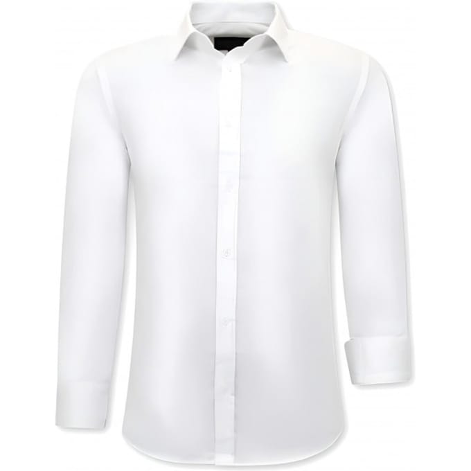 Luxe Trendy Blanco Overhemden Heren - Slim Fit - 3079 - Wit