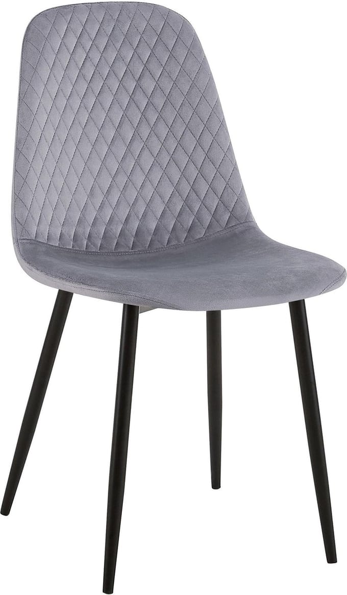 CLP Giverny Eetkamerstoel - Zonder armleuning - Metaal frame - grijs Fluweel