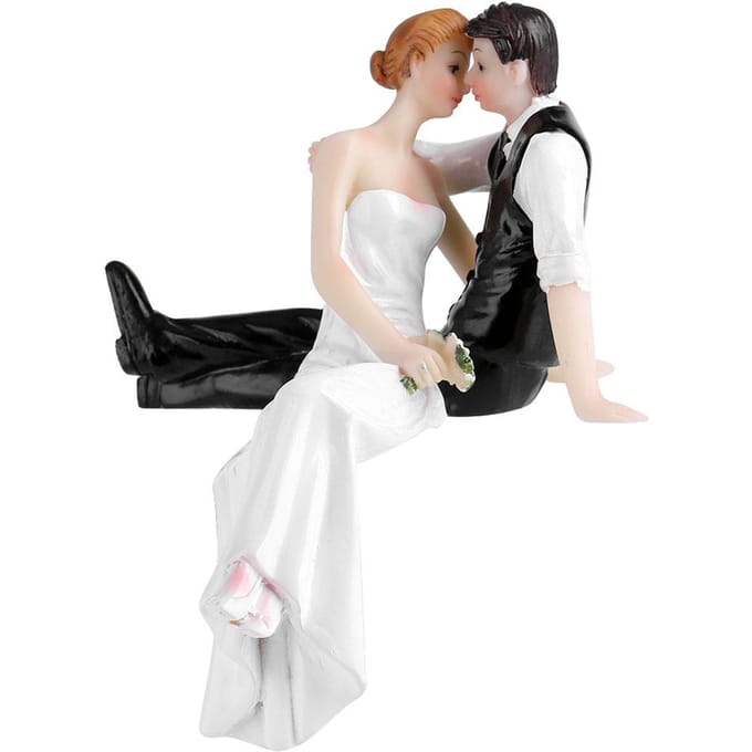Bruidstaart Toppers Paar Bruid en Bruidegom Hars Beeldje Grappige Decoratie black